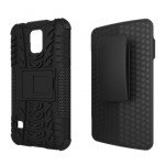 Wholesale Samsung Galaxy S5 Rugged Hybrid Case Stand and Holster Clip (Black)
